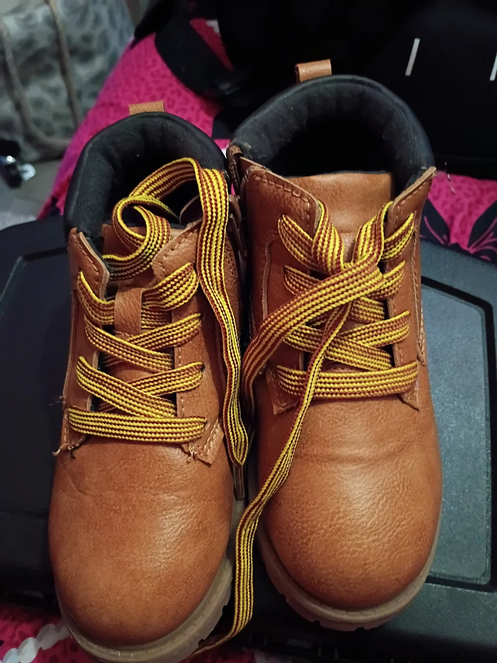 Kids Brown Lace-Up Ankle Boots - Brown
